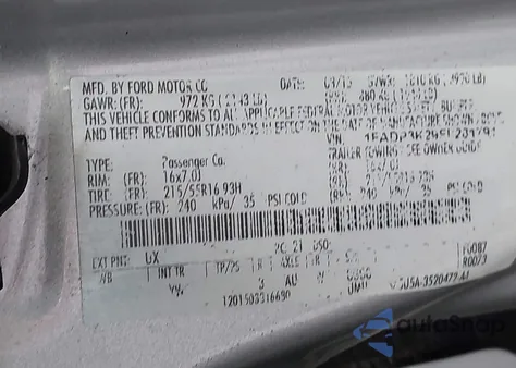 2015 Ford Focus Se z USA, uszkodzony, nr VIN 1FADP3K29FL281791